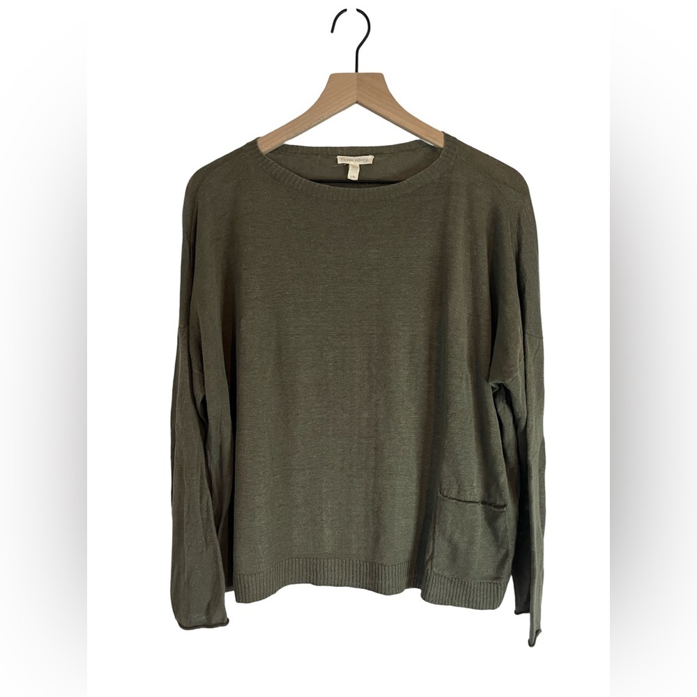 Eileen Fisher Olive Green Crewneck Sweater